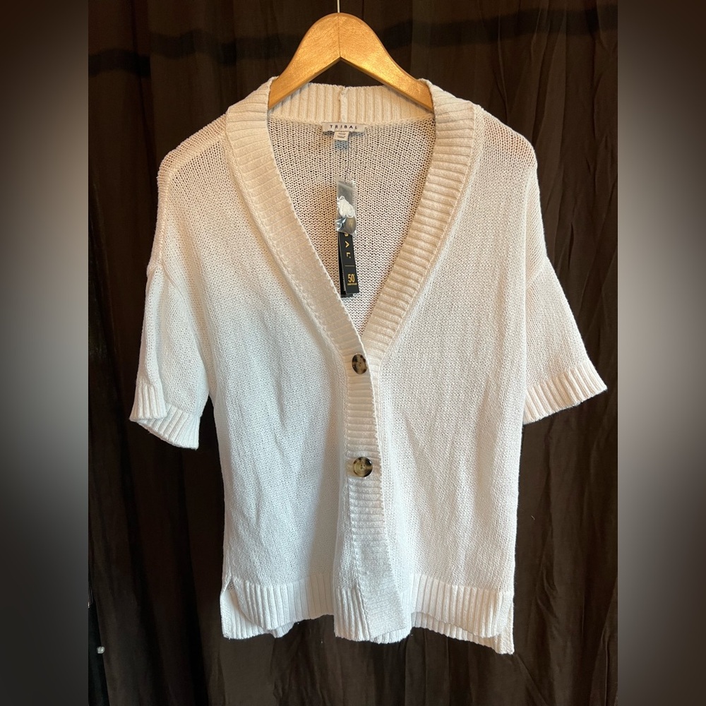 NWT Tribal White Knit Cardigan-Size Large